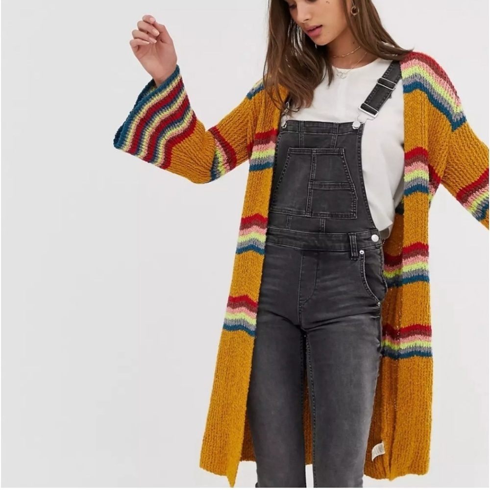 Free People Winding Road multi stripe knit cardigan